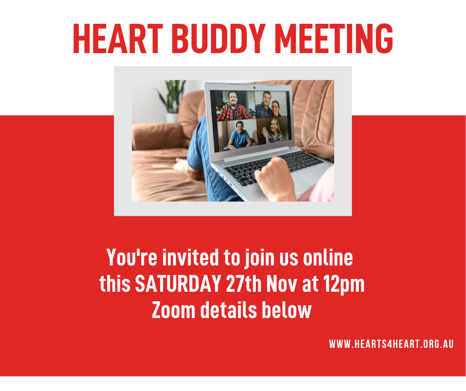 Don’t forget to join us this Saturday for our Heart Buddy Meeting